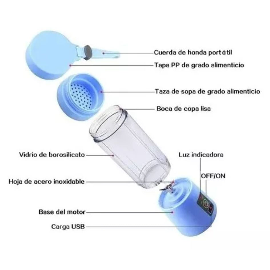 Licuadora Portatil Recargable Inalambrica